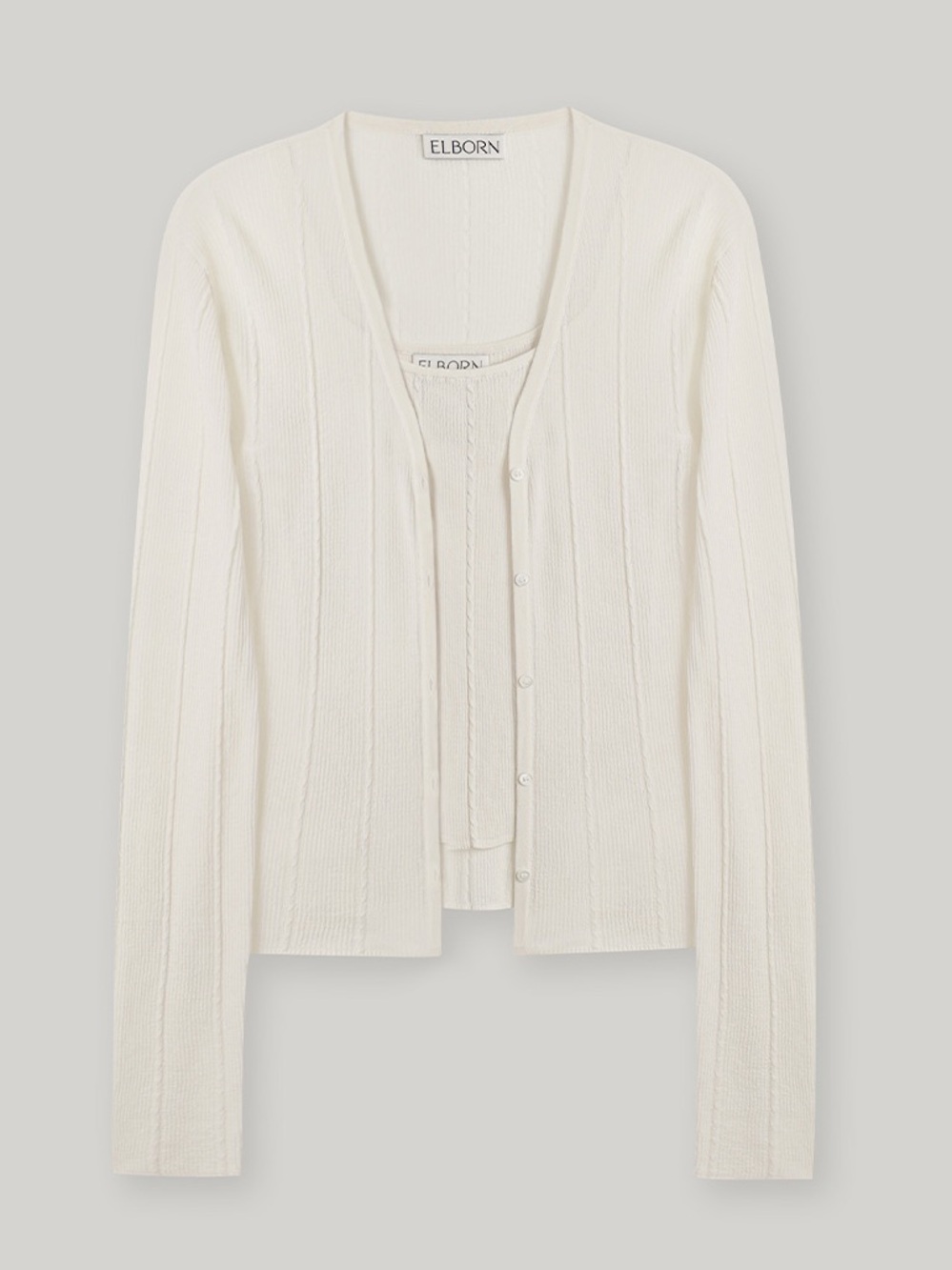 ELBORN Korean designer brand Posie Knit Cardigan Set-Up Small